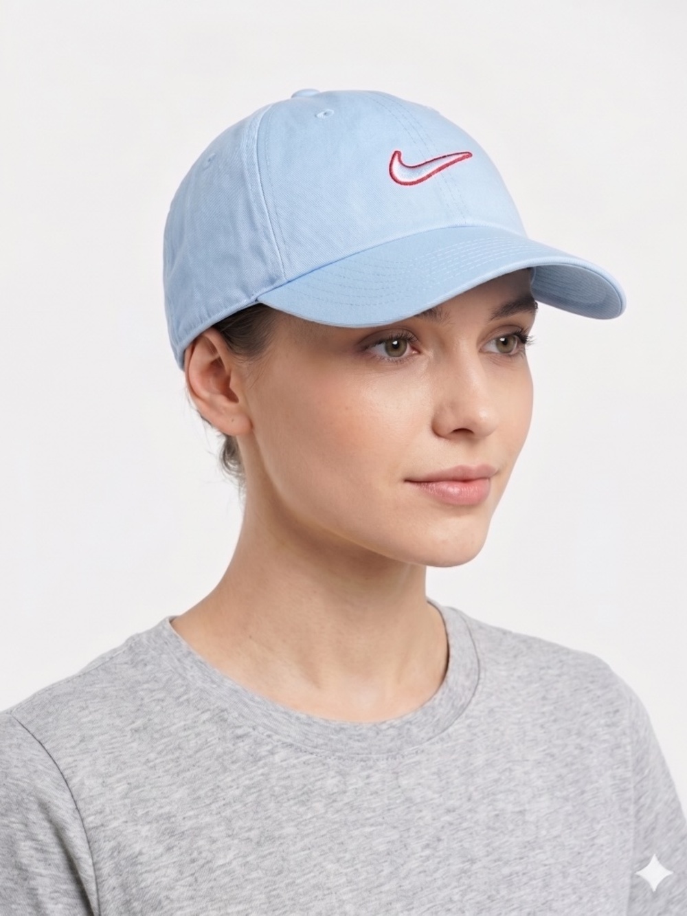 Nike Heritage86 Adjustable Hat Light Blue Red Swoosh Embroidered Cotton Cap